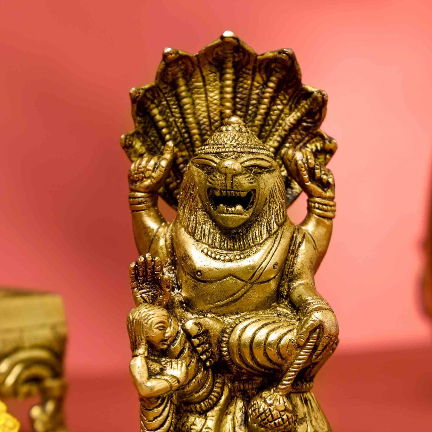 Brass God Narasimha Idol (5.5 Inch)