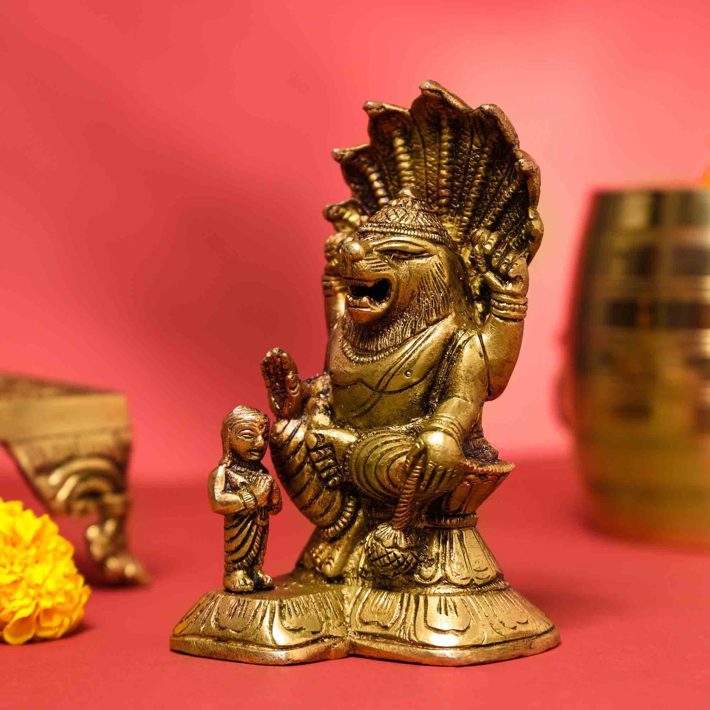 Brass God Narasimha Idol (5.5 Inch)