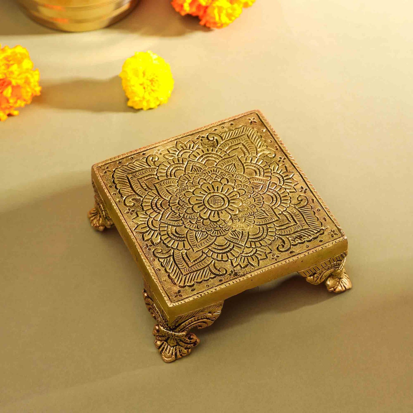 Brass Pooja Chowki (2.5 Inch)