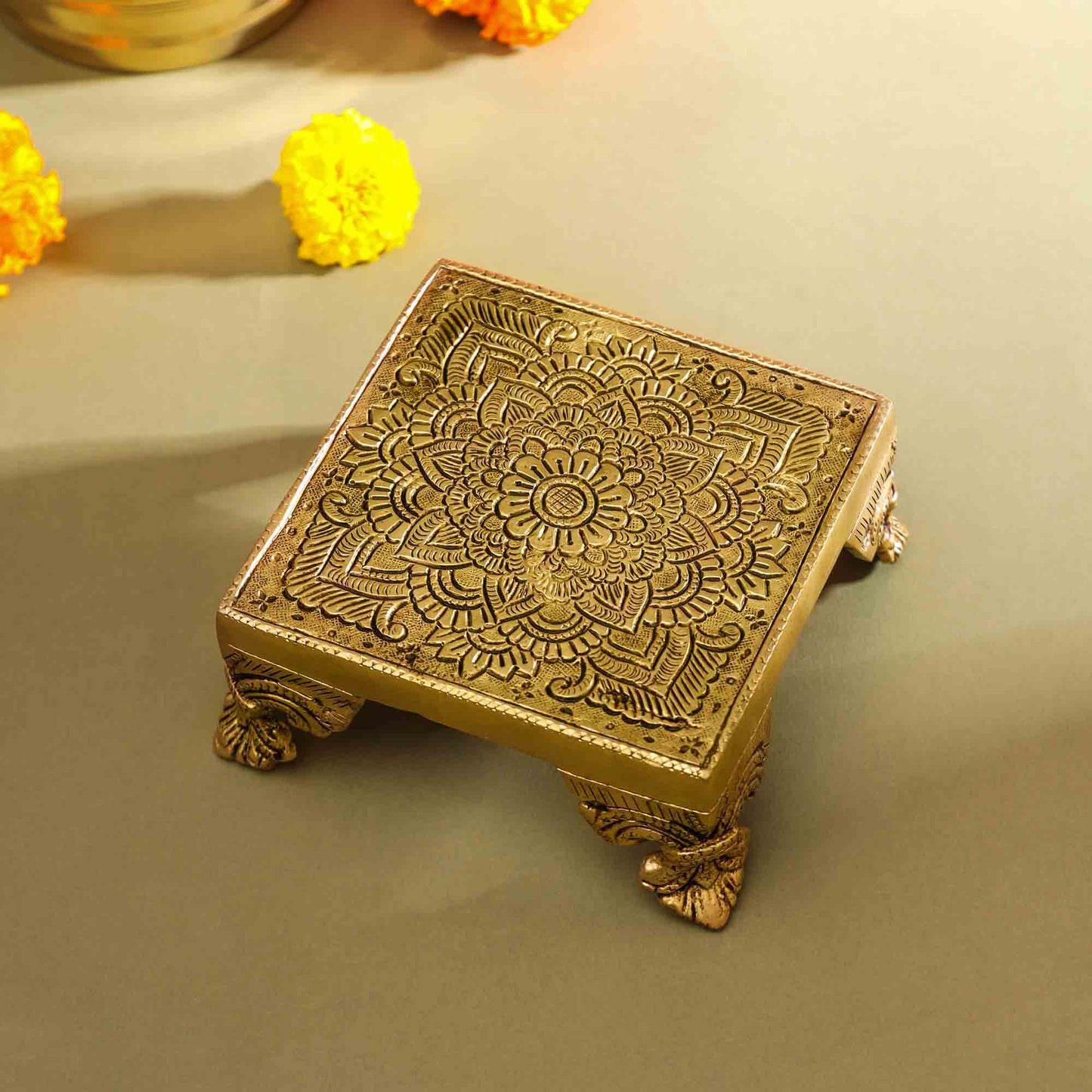 Brass Pooja Chowki (2.5 Inch)