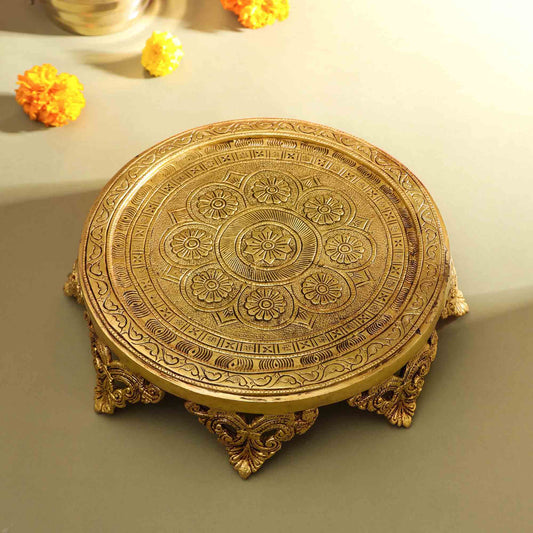 Brass Handcarved Chowki/Stool