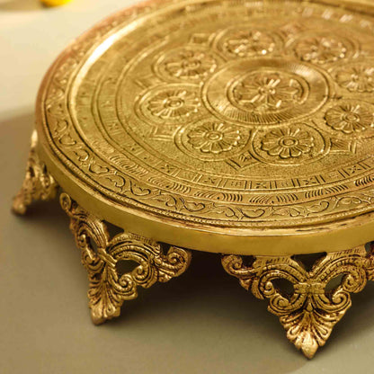 Brass Handcarved Chowki/Stool