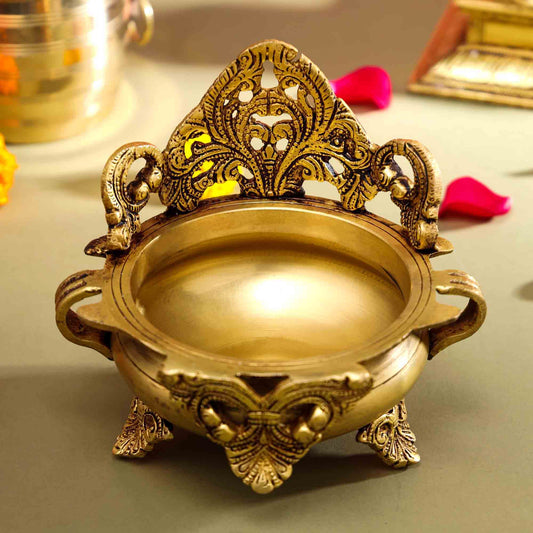 Brass Handcarved Urli Bowl (6.5 Inch)