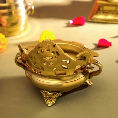 Brass Handcarved Urli Bowl (6.5 Inch)