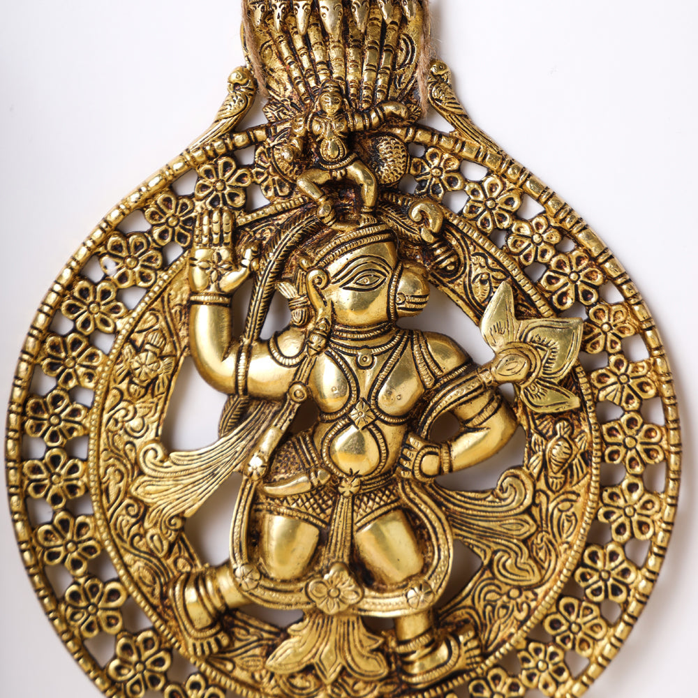 Brass Lord Hanuman Wall Hanging (12 Inch)