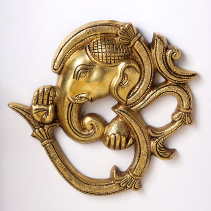 Brass Ganesha Om Wall Hanging (8 Inch)