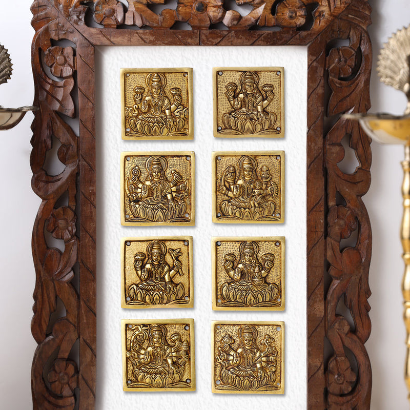 Brass Ashtalakshmi Hanging Plates Set (4 Inch)