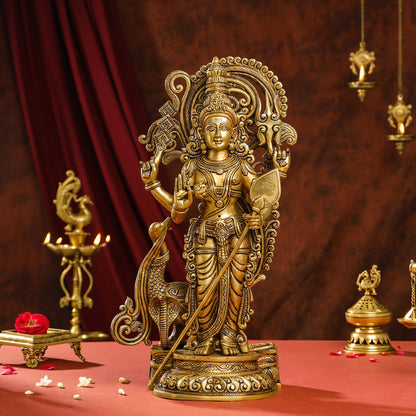 Brass Superfine Lord Murugan/Kartikeya Idol (20 Inch)