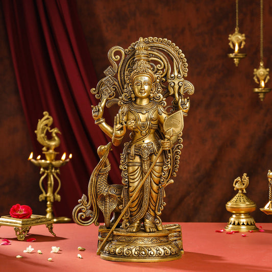 Brass Superfine Lord Murugan/Kartikeya Idol (20 Inch)