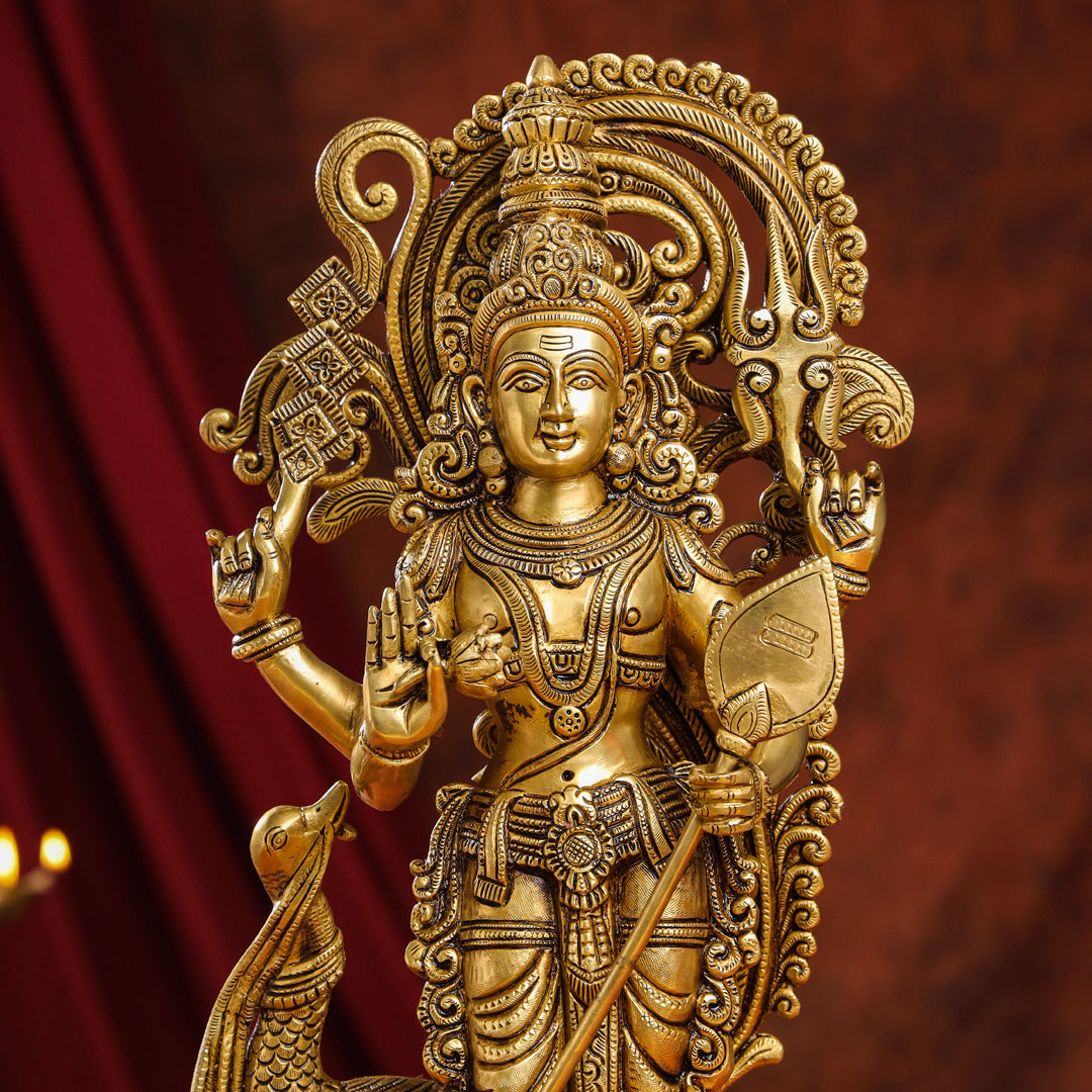 Brass Superfine Lord Murugan/Kartikeya Idol (20 Inch)