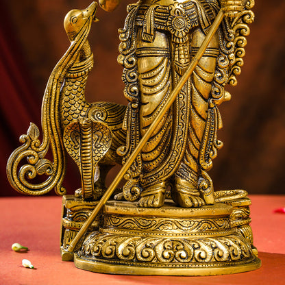 Brass Superfine Lord Murugan/Kartikeya Idol (20 Inch)