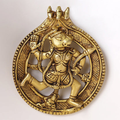 Brass Lord Hanuman Wall Hanging (5 Inch)