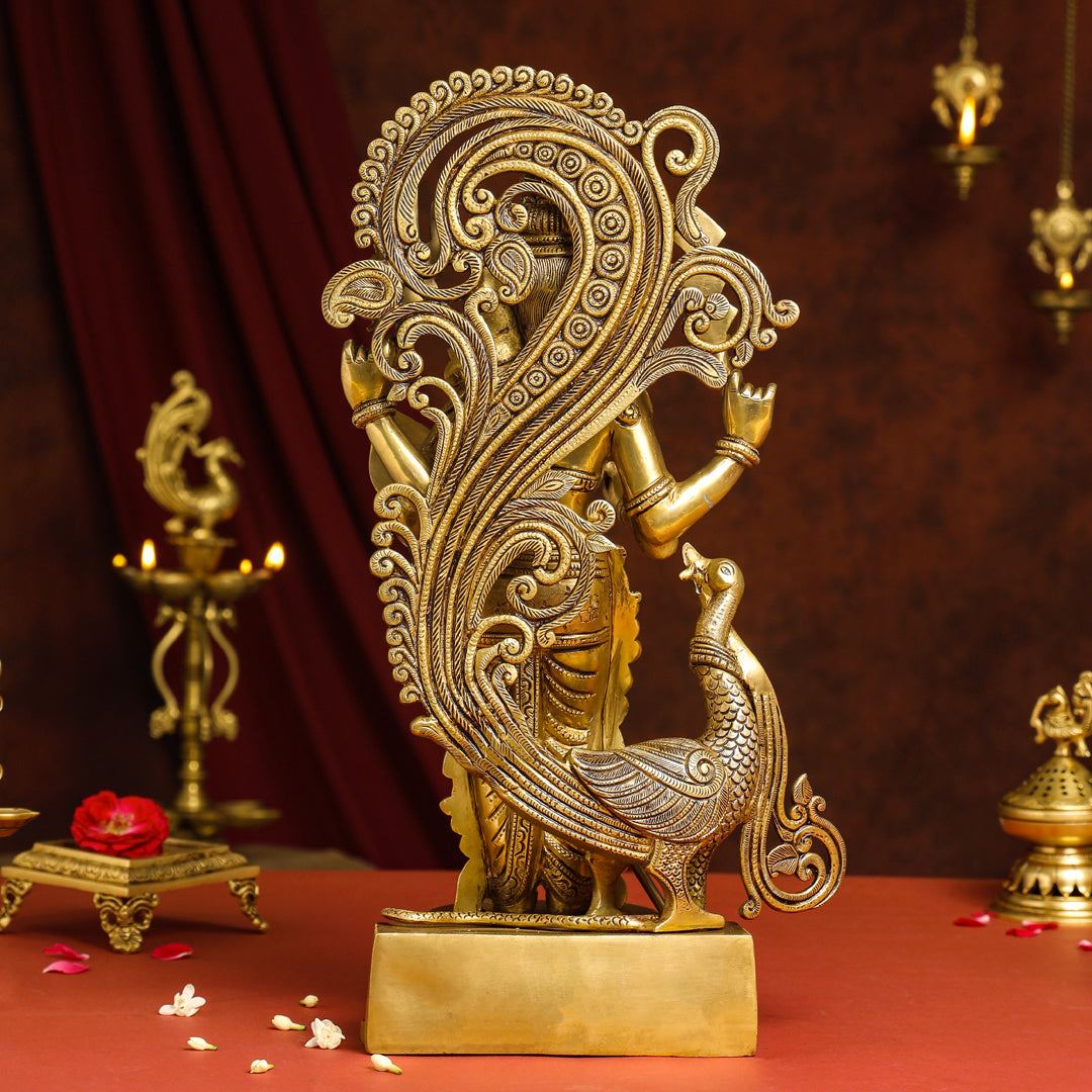 Brass Superfine Lord Murugan/Kartikeya Idol (20 Inch)