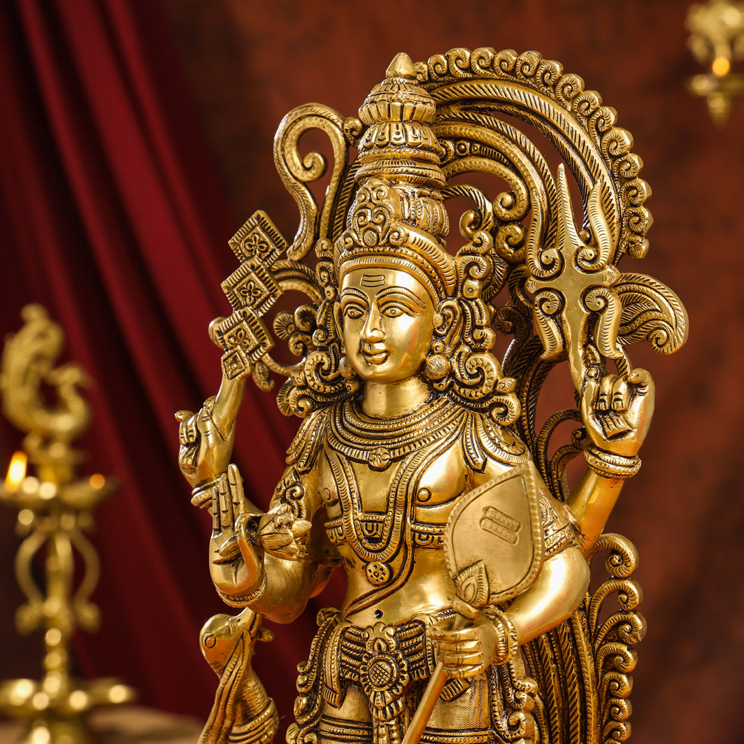 Brass Superfine Lord Murugan/Kartikeya Idol (20 Inch)