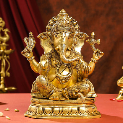 Brass Lord Ganesha Idol (15.5 Inch)