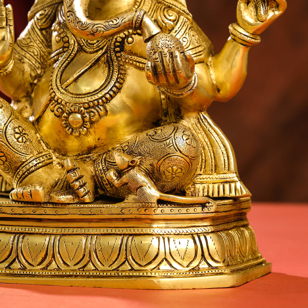 Brass Lord Ganesha Idol (15.5 Inch)