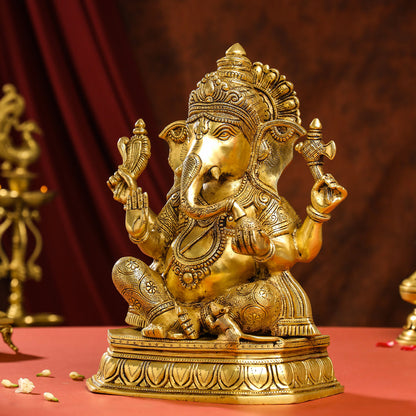 Brass Lord Ganesha Idol (15.5 Inch)
