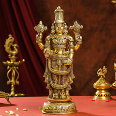 Brass Superfine Tirupati Balaji/Venkateshwar Idol Wall Hanging (17 Inch)