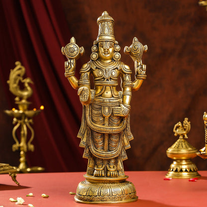 Brass Superfine Tirupati Balaji/Venkateshwar Idol Wall Hanging (17 Inch)