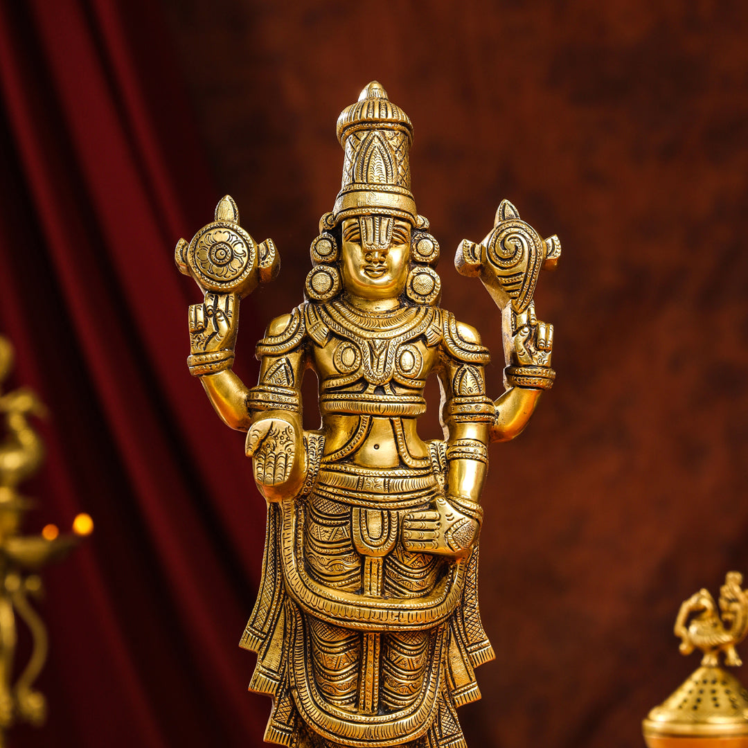 Brass Superfine Tirupati Balaji/Venkateshwar Idol Wall Hanging (17 Inch)