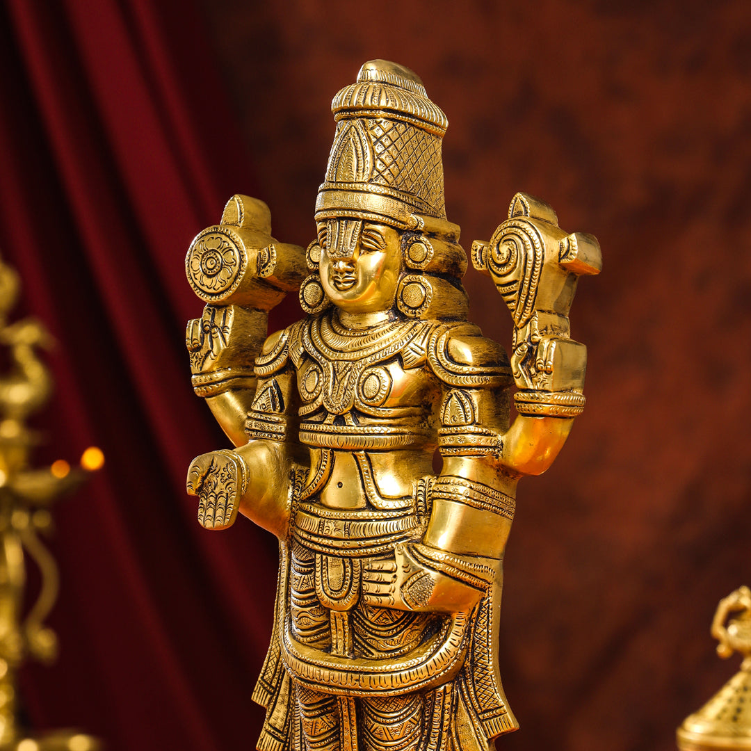 Brass Superfine Tirupati Balaji/Venkateshwar Idol Wall Hanging (17 Inch)