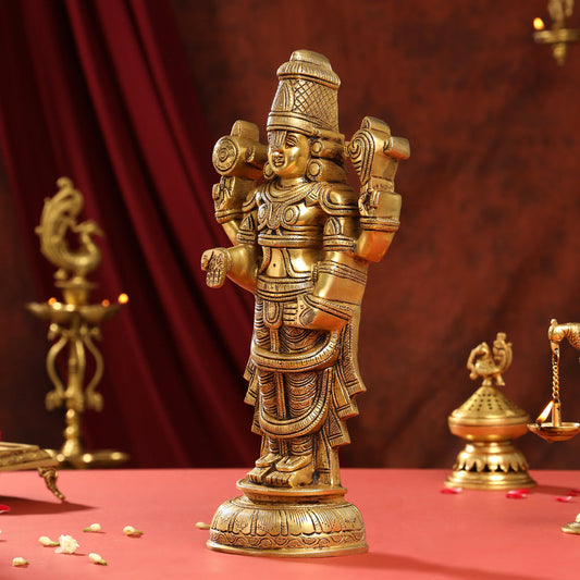 Brass Superfine Tirupati Balaji/Venkateshwar Idol Wall Hanging (17 Inch)