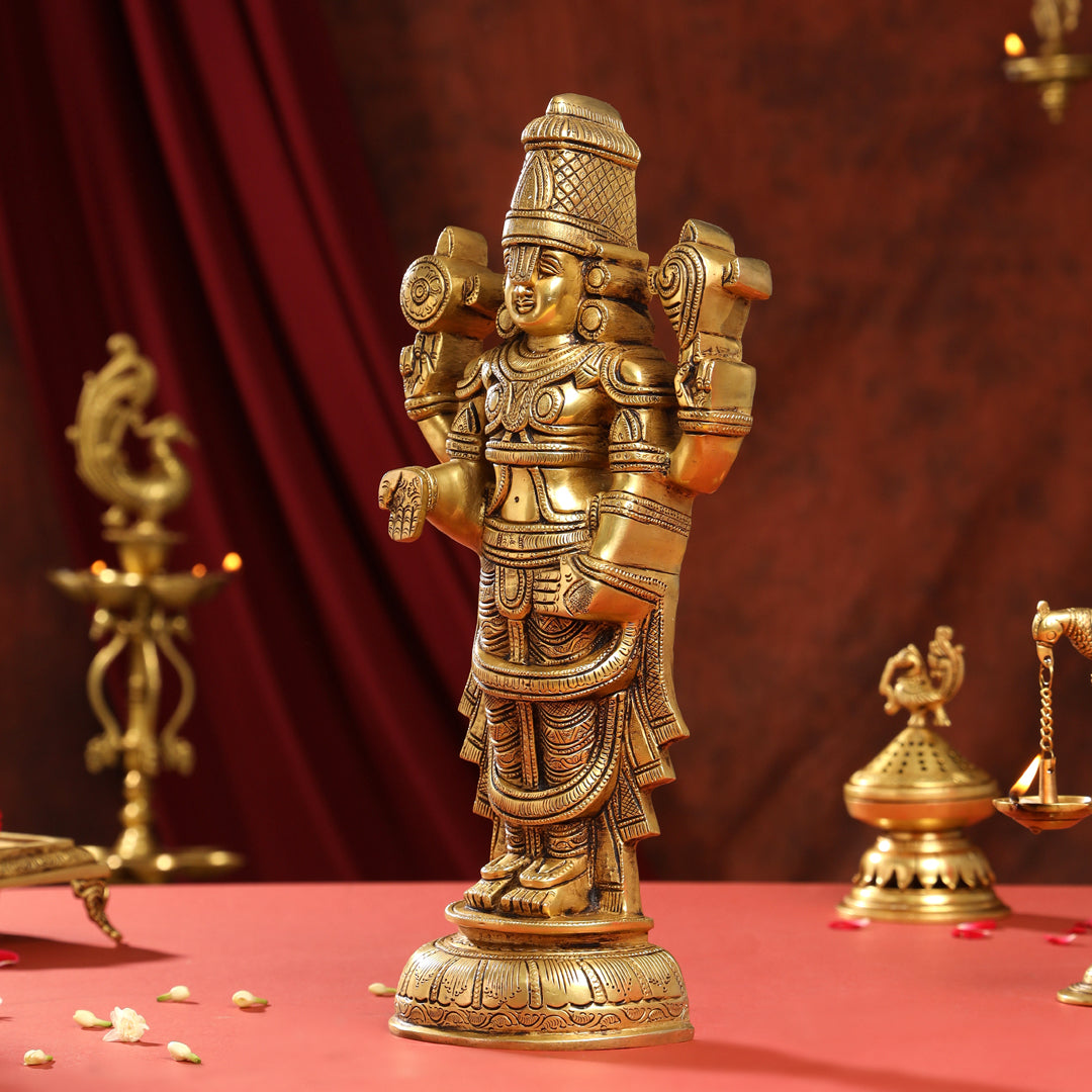 Brass Superfine Tirupati Balaji/Venkateshwar Idol Wall Hanging (17 Inch)