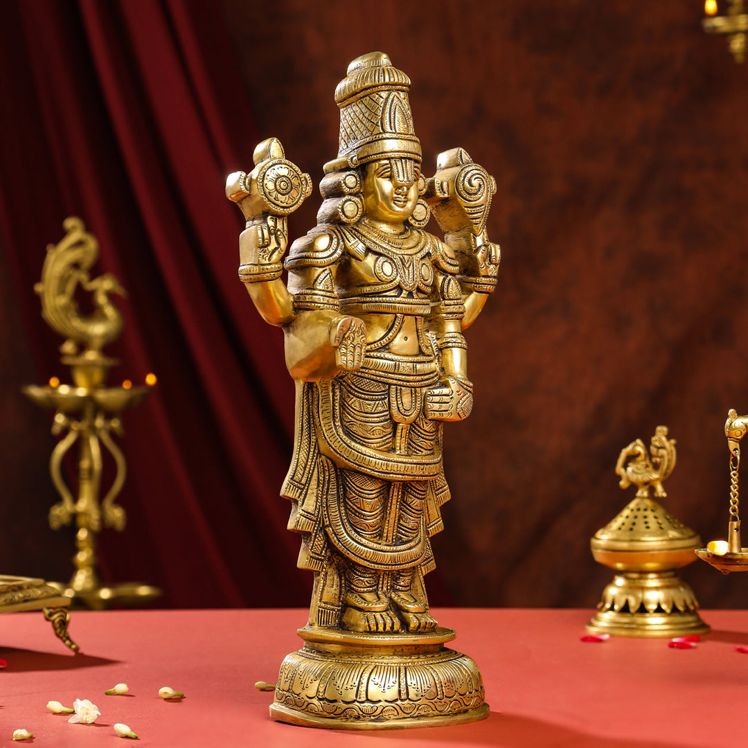 Brass Superfine Tirupati Balaji/Venkateshwar Idol Wall Hanging (17 Inch)