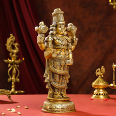 Brass Superfine Tirupati Balaji/Venkateshwar Idol Wall Hanging (17 Inch)
