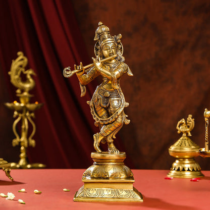 Brass Superfine Lord Krishna Idol (15 Inch)