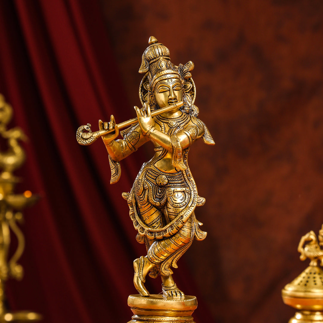 Brass Superfine Lord Krishna Idol (15 Inch)