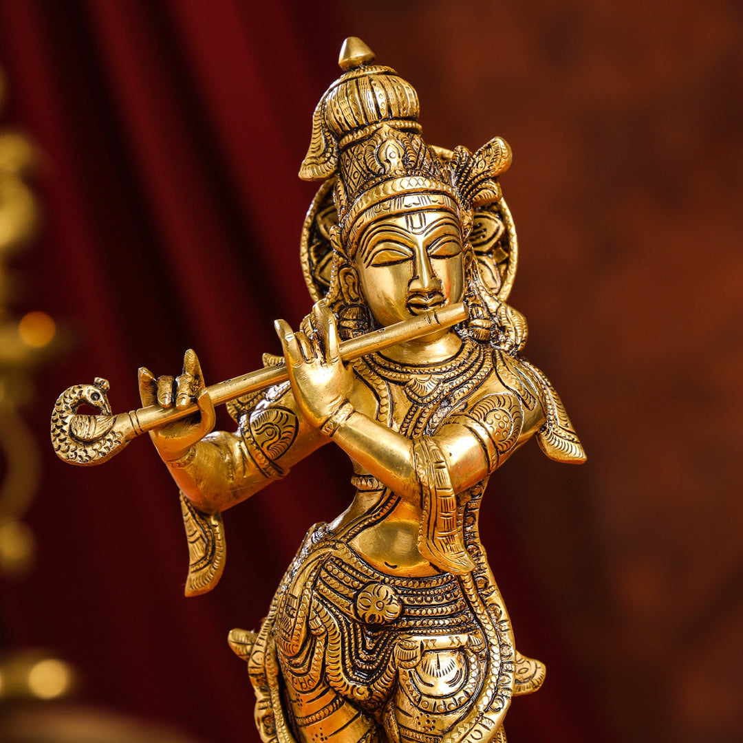 Brass Superfine Lord Krishna Idol (15 Inch)