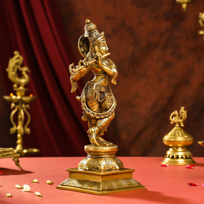 Brass Superfine Lord Krishna Idol (15 Inch)