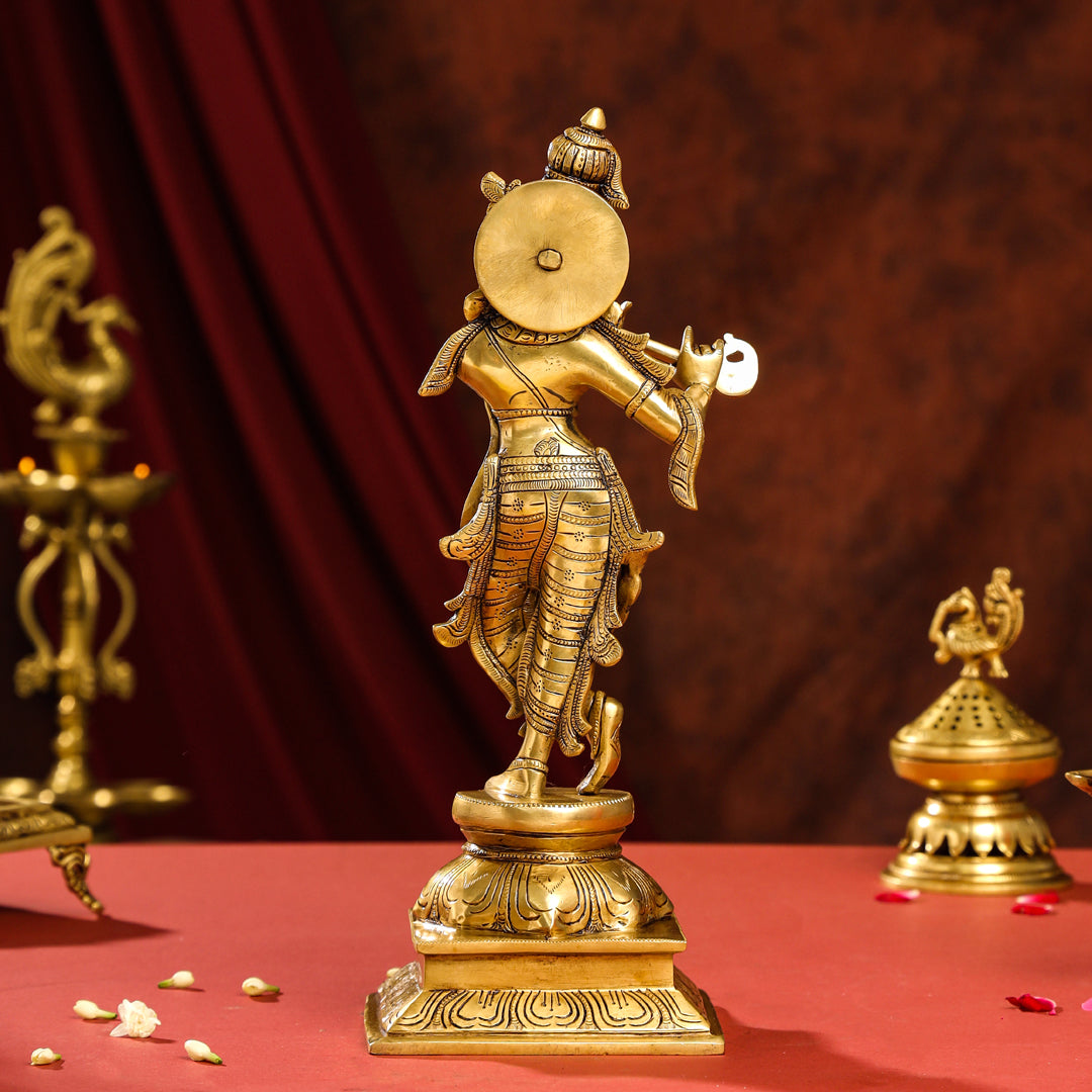 Brass Superfine Lord Krishna Idol (15 Inch)
