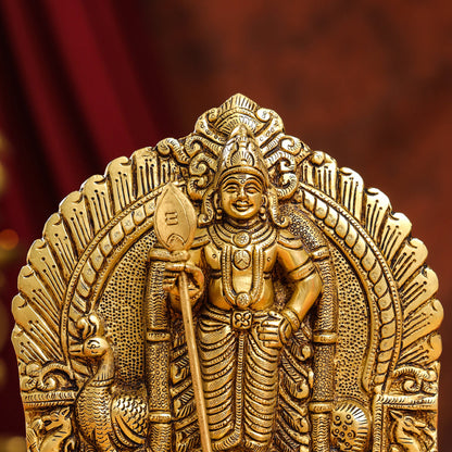 Brass Lord Murugan/Kartikeya Idol (9.5 Inch)