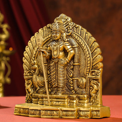 Brass Lord Murugan/Kartikeya Idol (9.5 Inch)