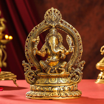 Brass Lord Ganesha Idol (11.2 Inch)