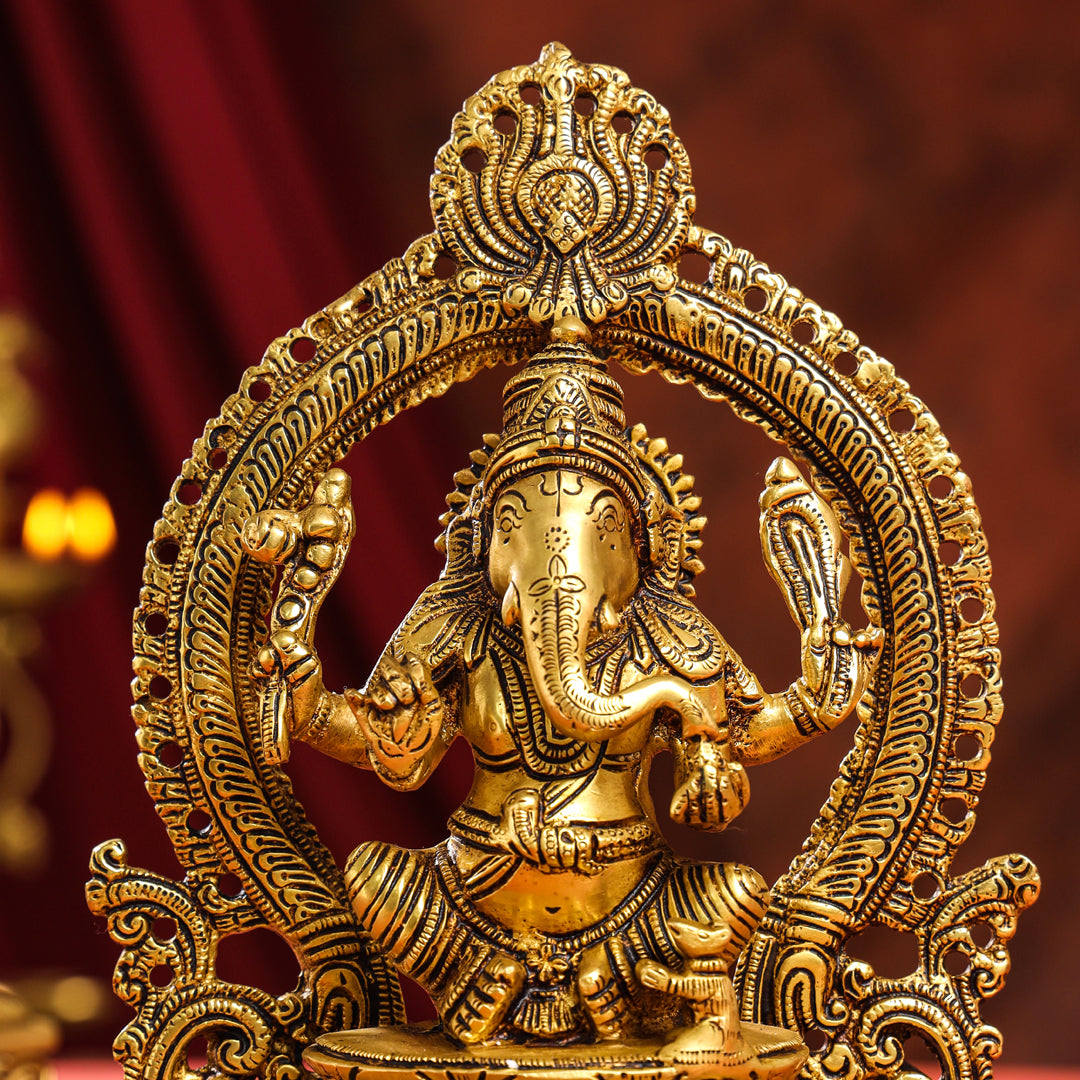 Brass Lord Ganesha Idol (11.2 Inch)