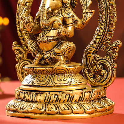 Brass Lord Ganesha Idol (11.2 Inch)