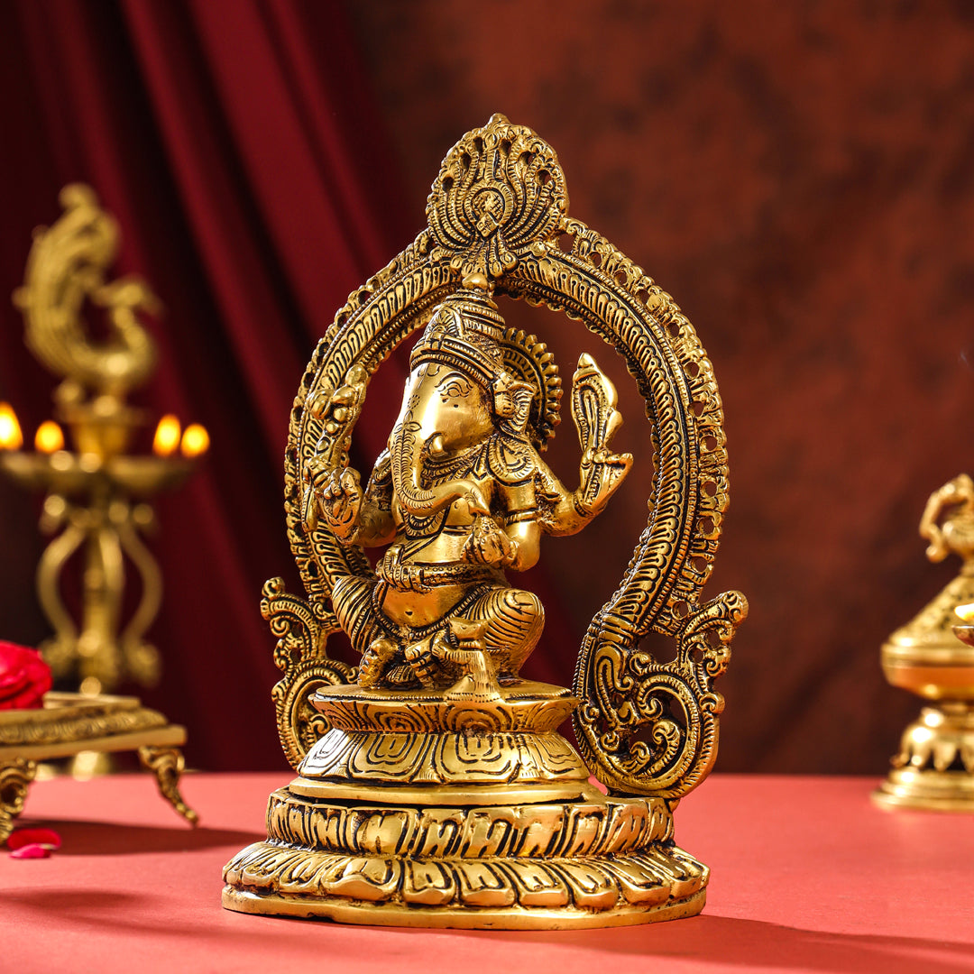 Brass Lord Ganesha Idol (11.2 Inch)