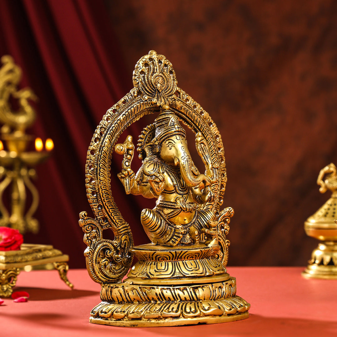 Brass Lord Ganesha Idol (11.2 Inch)