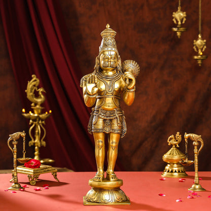 Brass Superfine Standing Hanuman Idol (20 Inch)