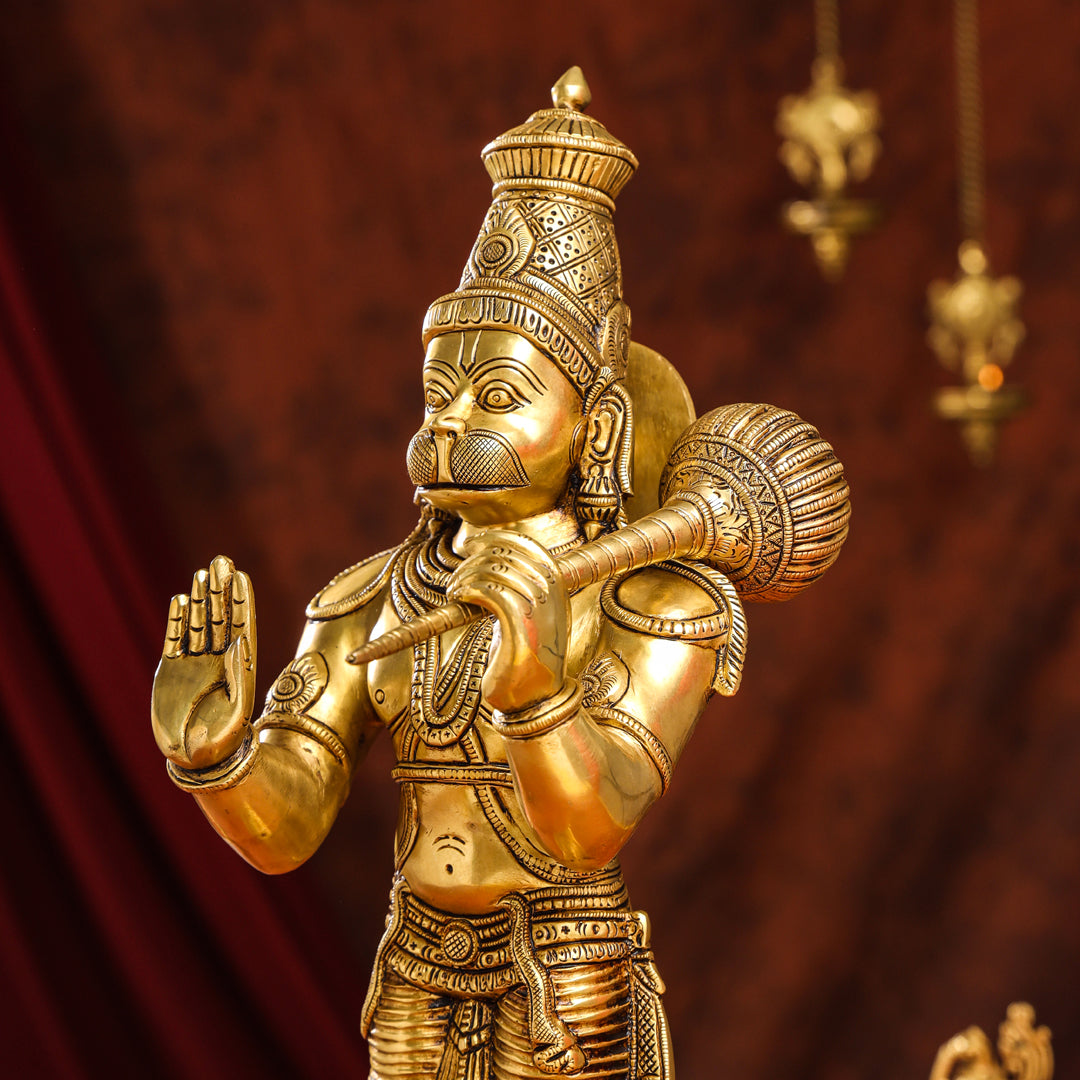 Brass Superfine Standing Hanuman Idol (20 Inch)