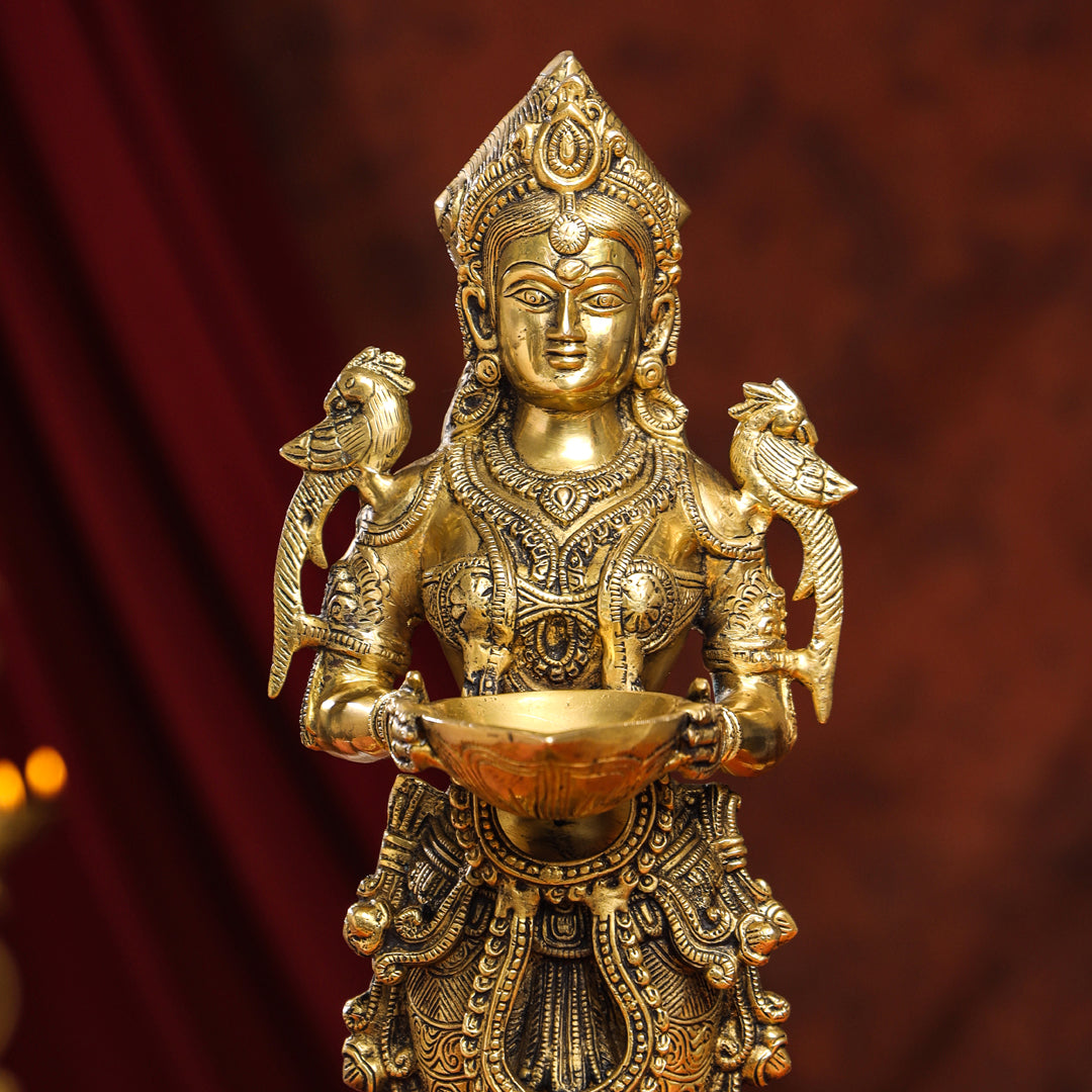 Brass Standing Deep Lakshmi Idol (17 Inch)