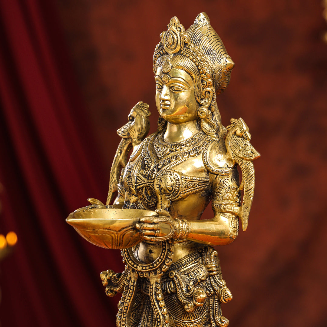 Brass Standing Deep Lakshmi Idol (17 Inch)