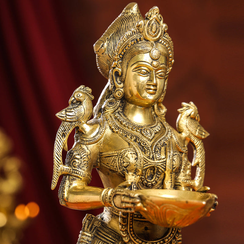 Brass Standing Deep Lakshmi Idol (17 Inch)