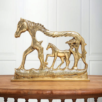 Brass Modern Horse Showpiece (12 Inch)