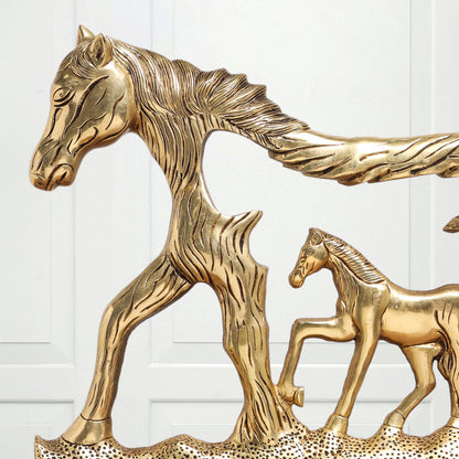 Brass Modern Horse Showpiece (12 Inch)