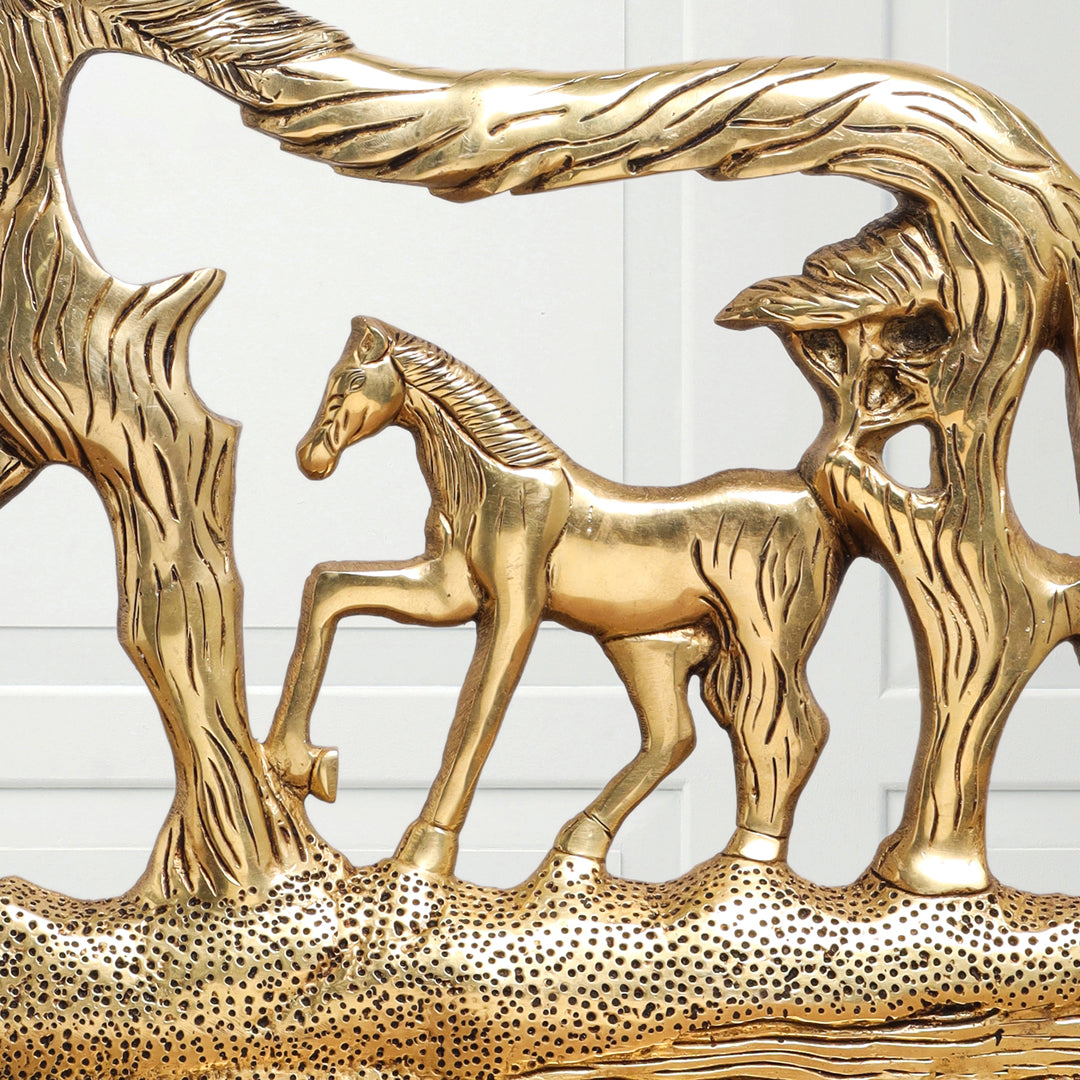 Brass Modern Horse Showpiece (12 Inch)