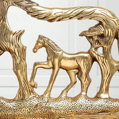 Brass Modern Horse Showpiece (12 Inch)